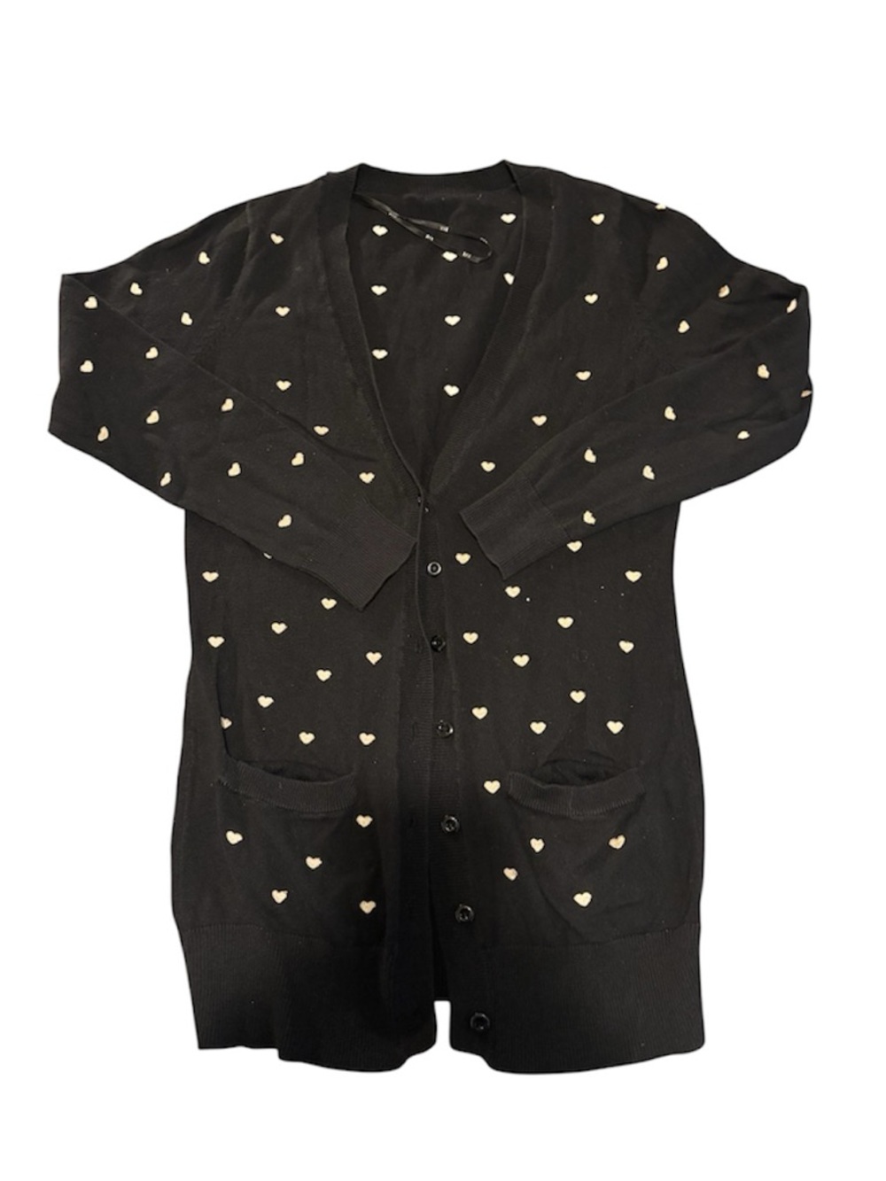 Forever 21 Black Embroidered Heart Cardigan